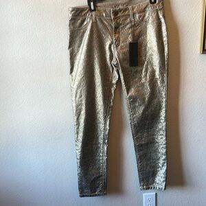 David Lerner | Gold Patterned Skinny Jean Leggings